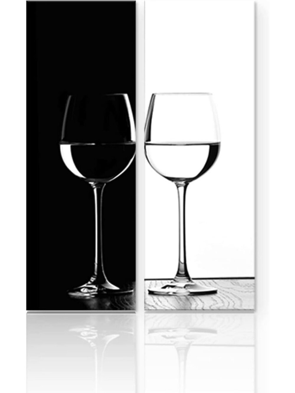 Abstract Black & White Wine Glass Canvas Art - Modern Kitchen & Dining Room